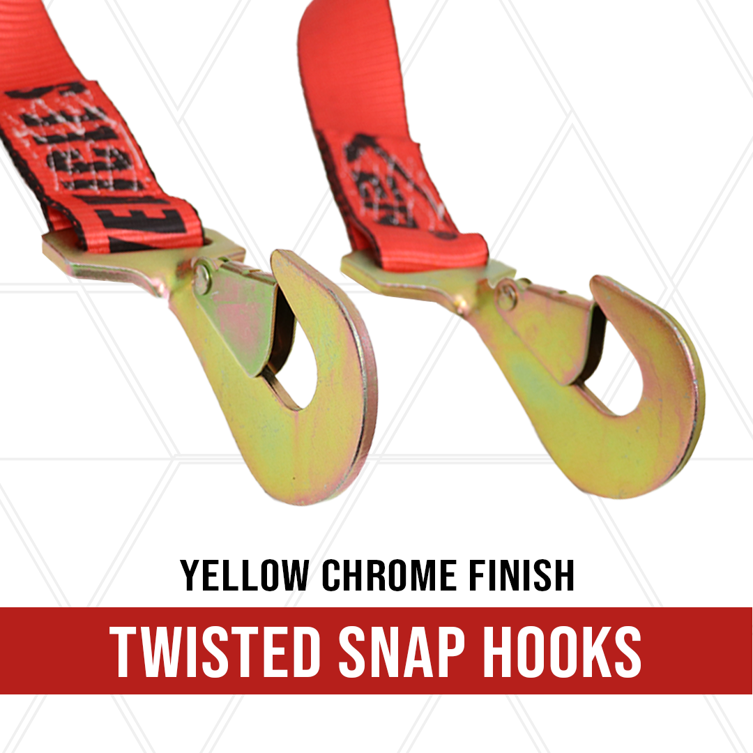 Pro Basket Tie Down Car Tire Strap Tow Dolly Snap Hook With Rubber Sleeve 2 Pack