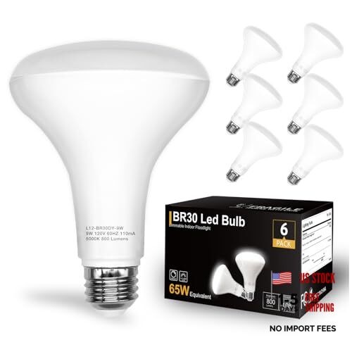 BR30 LED Light Bulbs Indoor Flood Light - 6 Pack 5000k Daylight White