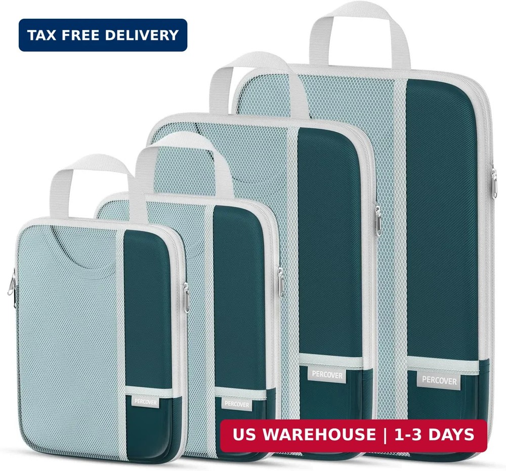 Percover Compression Packing Cubes 4-Piece Set, Packing Cubes Compression for Tr