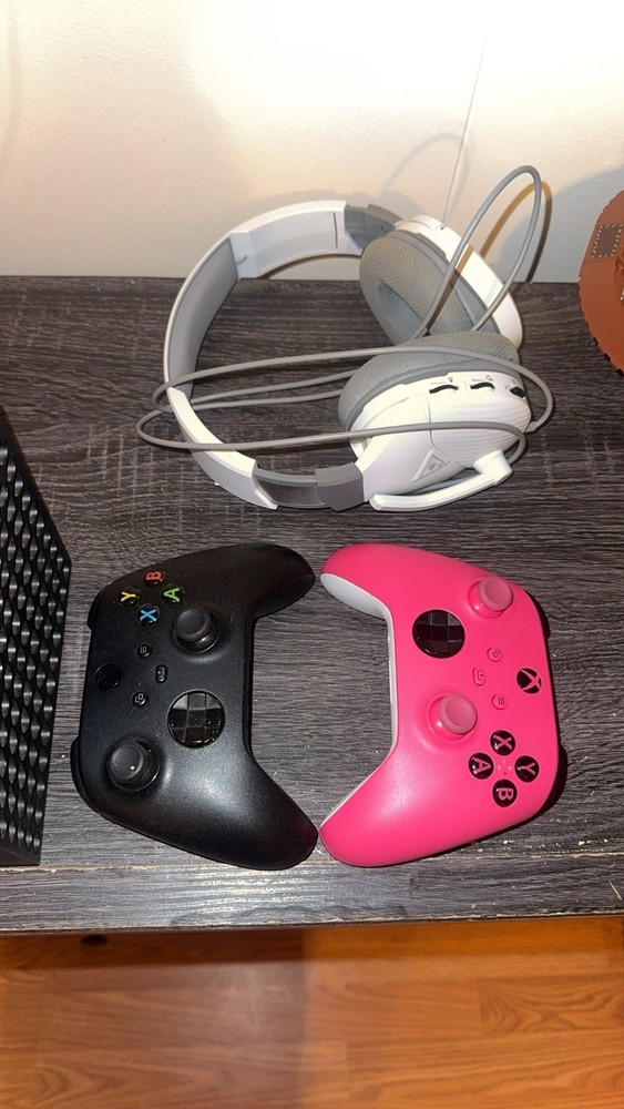 Microsoft Xbox Series X Console with Black & Pink Controllers, White Headset
