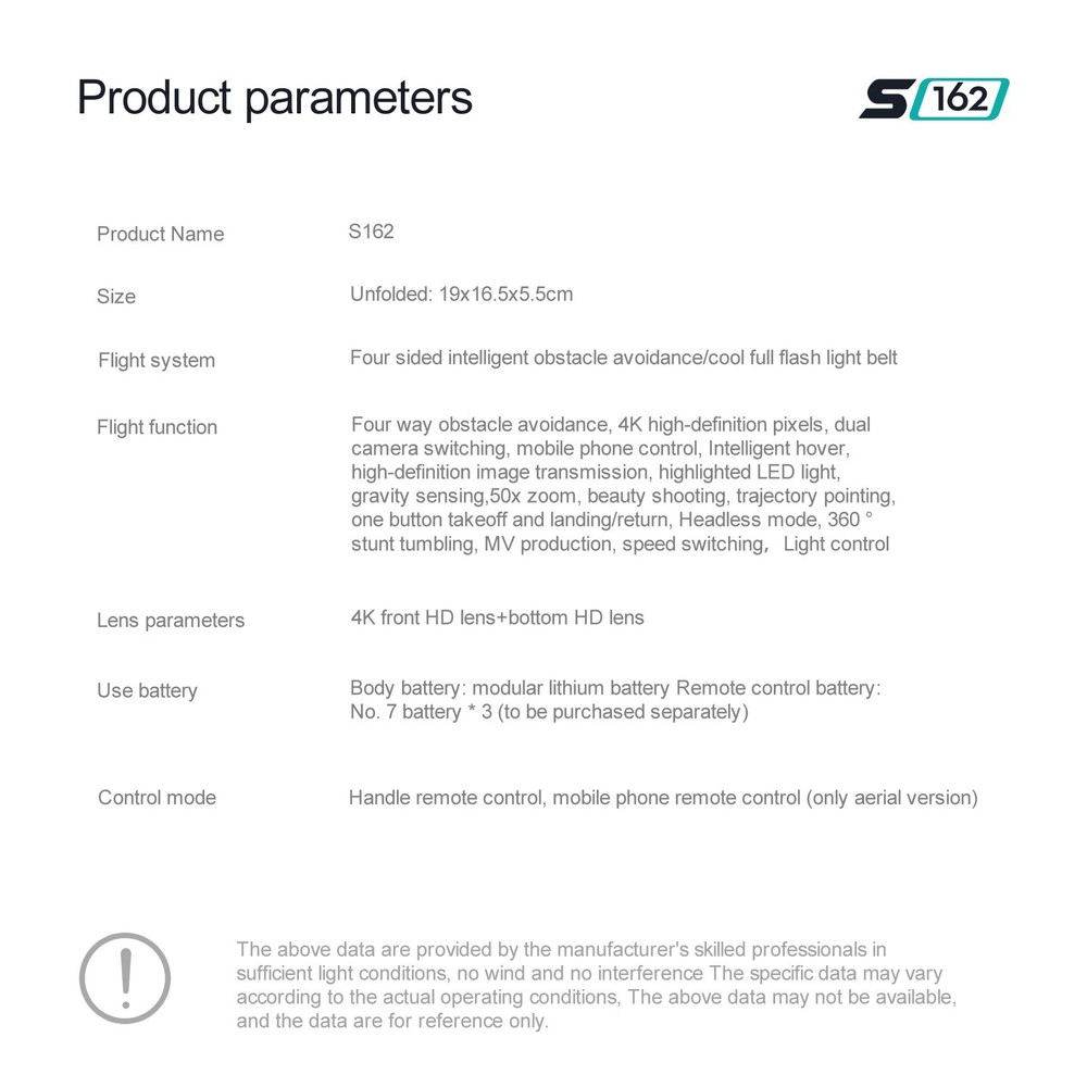 S162 RC Drones Dual Cameras 360° Headless Mode 3pc battery