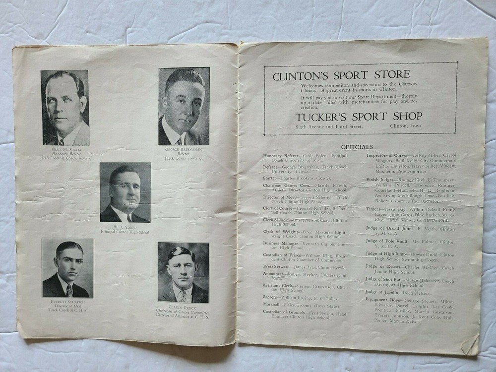 1933 Midwest Interscholastic Championship track & Field Meet Program, Clinton HS