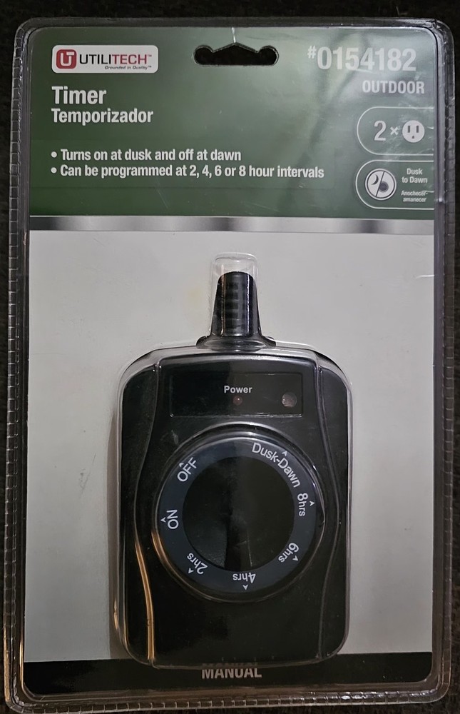 Outdoor Timer * Utilitech 2 * Outlet * Dawn to Dusk or 4 intervals * #0154182 *