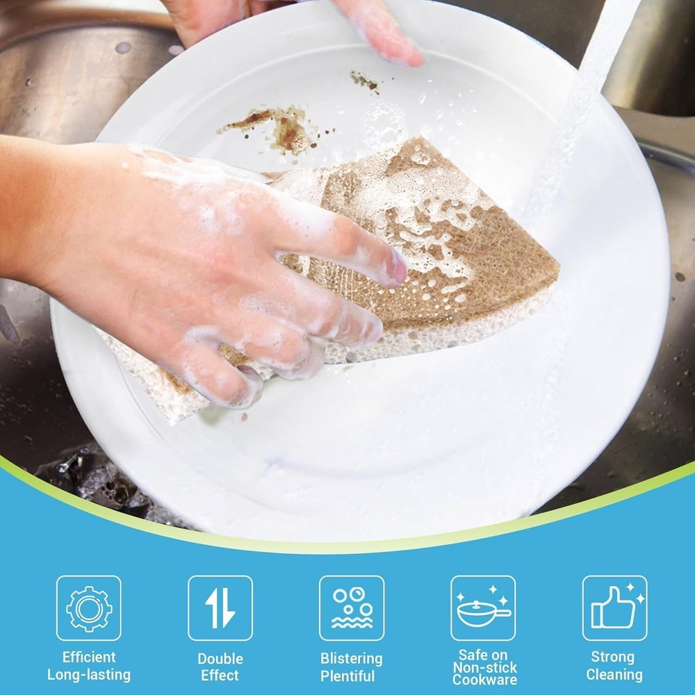 Extra Large Cellulose Sponges 6 Pack - Non-Scratch, Multi-Purpose Cleaning Power