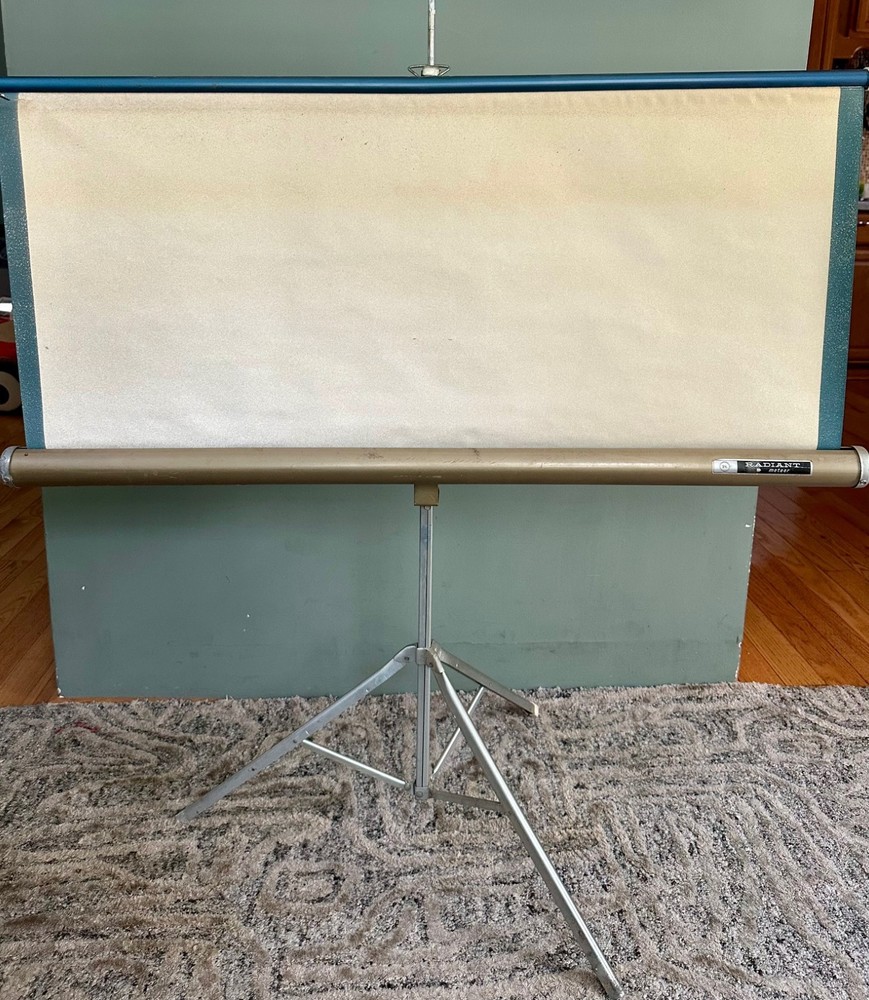 Vintage Radiant Meteor Tripod Projection Screen, 54” Diagonal, Portable Pull-Dow