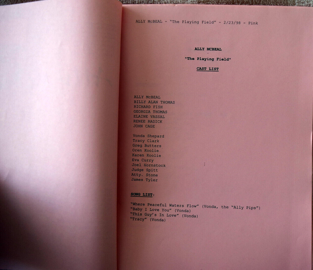 7 Original Ally McBeal Screenplays Scripts Including The Playing Field, Inmates.
