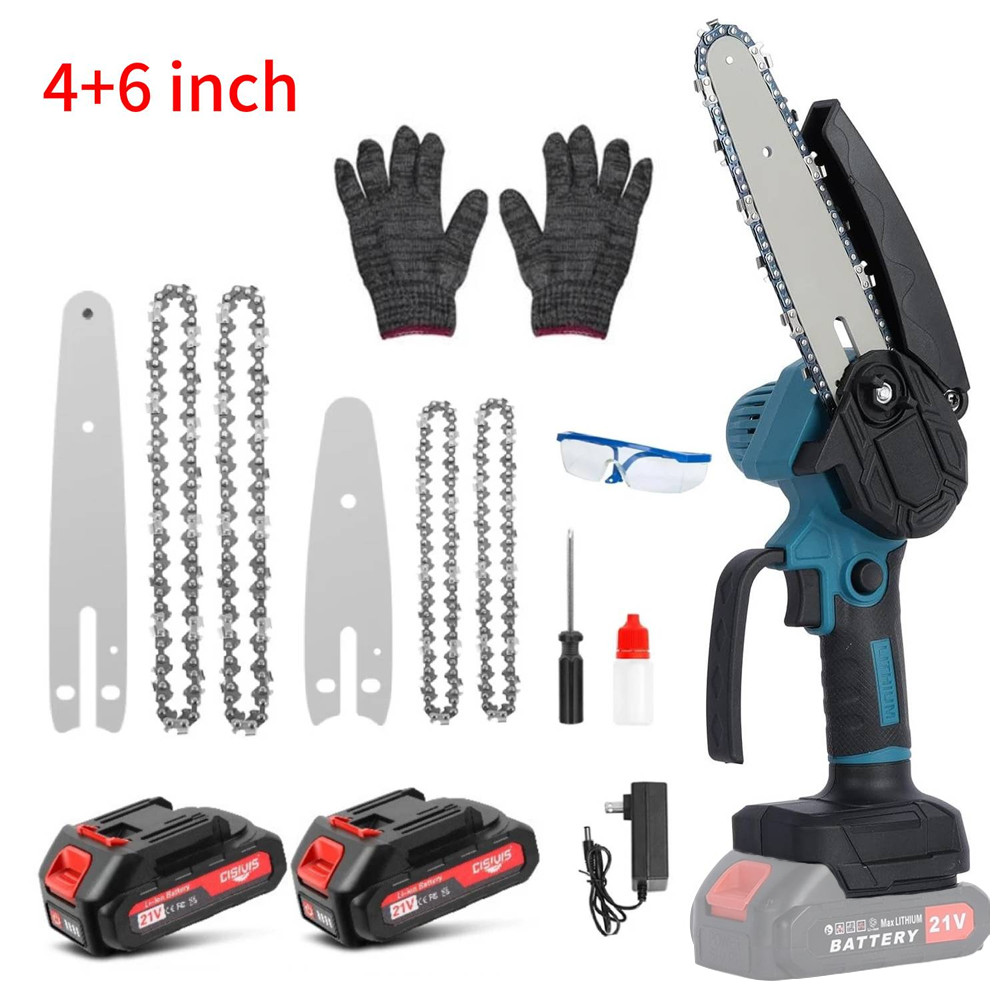 Electric 6" Mini Chainsaw Cordless – Handheld  Power Chain Saw with 2 Batteries