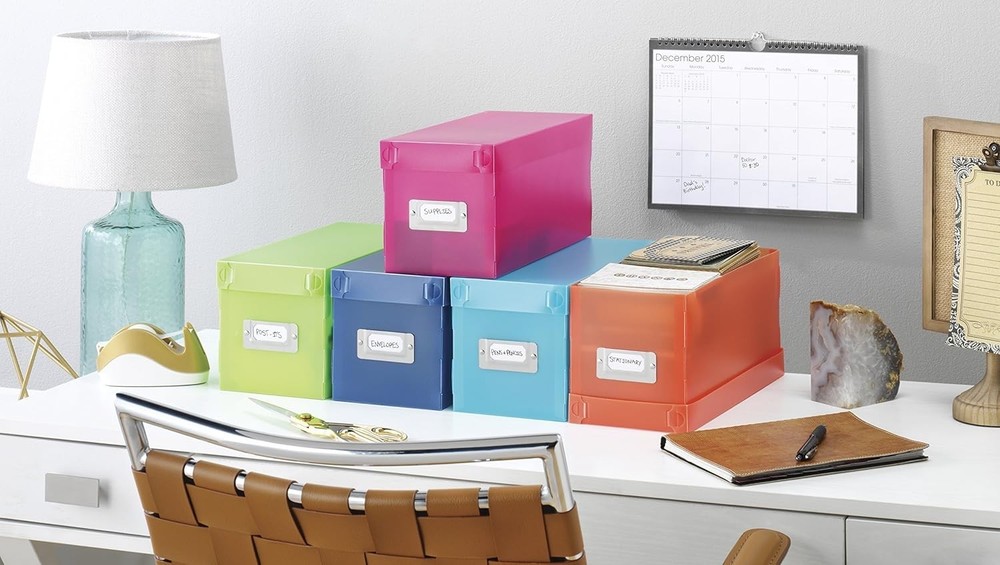 Colorful Stackable CD Storage Boxes Set of 5 - Durable & Easy Assembly
