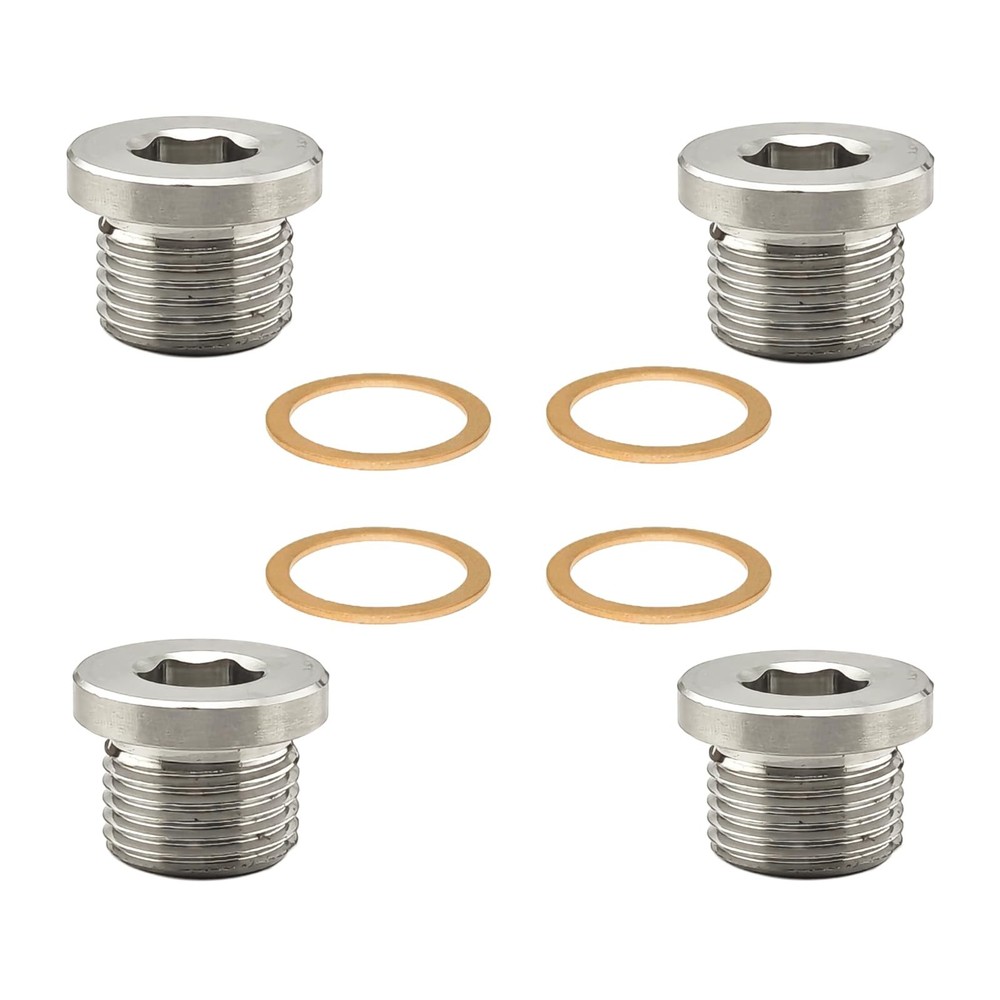 4 PCS M18 X 1.5 Thread O2 Oxygen Sensor Plug Copper Washer 304 Stainless