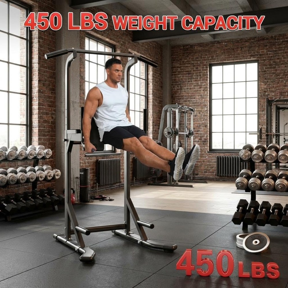 Power Tower, Heavy Duty Pull up Bar 450LB Capacity, Multi-Functional Dip Station