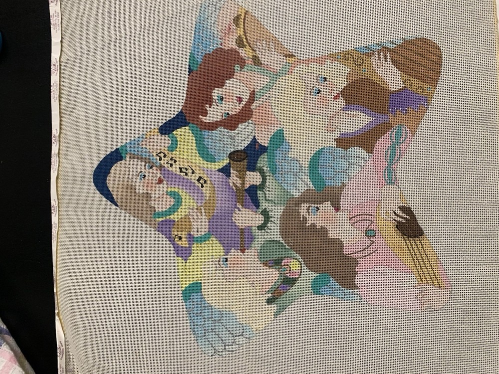 18 Count Hand Painted Needlepoint Angel Chorus  Canvas By Dede