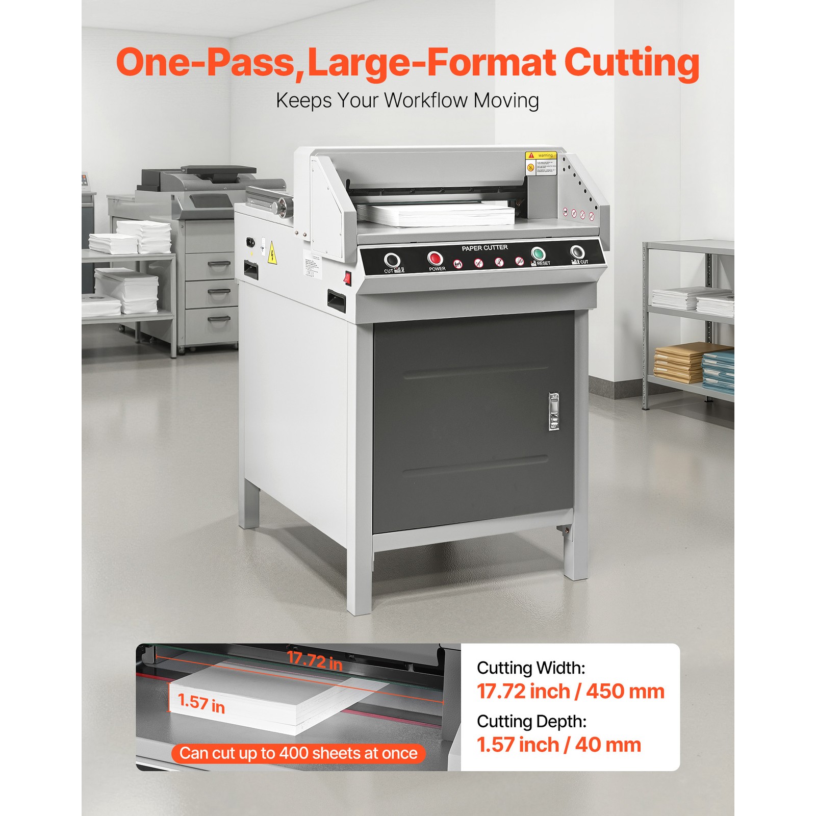 Uimoso Electric Paper Cutter with 17.72 in Width and 1.57 in Thickness