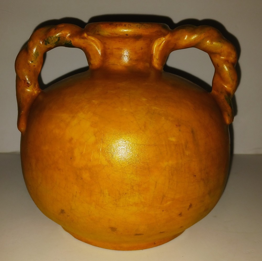 Old World Style Earthen Double Handled Jug / Container / Decor