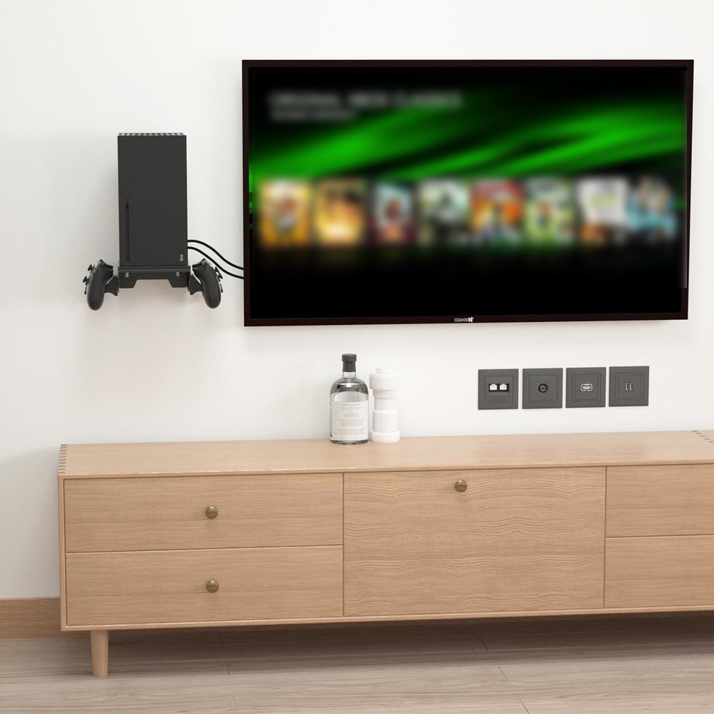 Rotatable Wall Mount for Xbox Series X - 2 Controller Holder & Headphone Hook