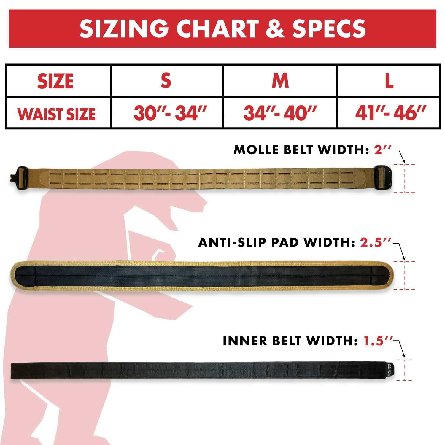 Bear Armz Tactical Battle Belt | Molle Riggers Belt | War Belt | Heavy Duty Pad