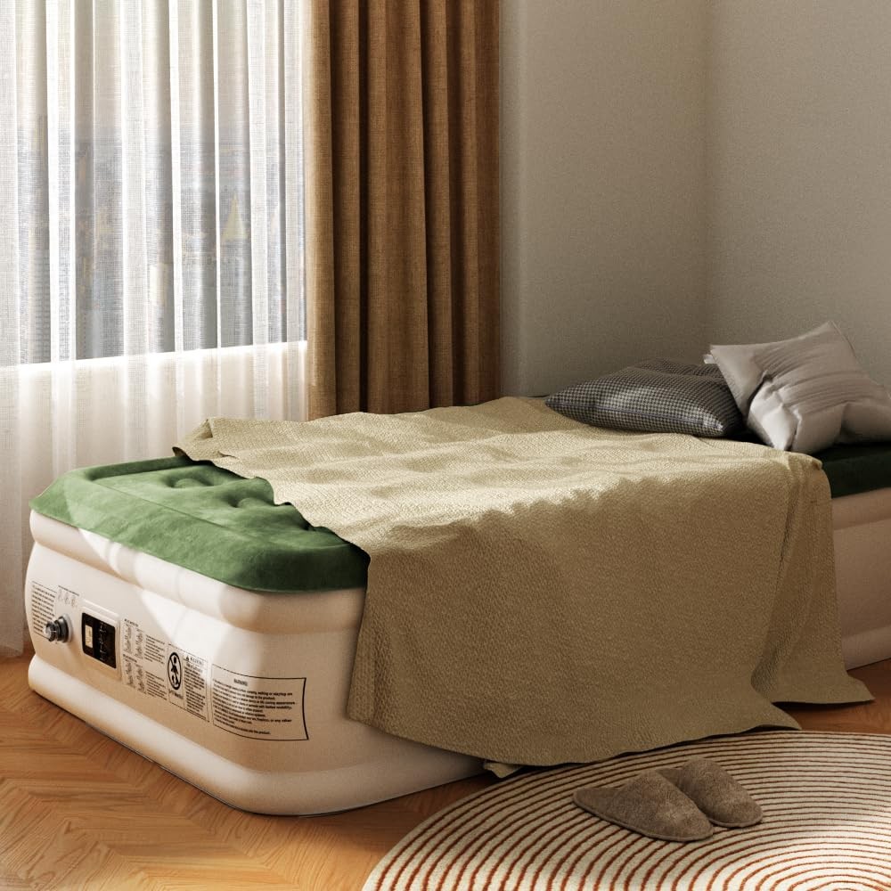 Twin Air Mattress with Built Pump 16" Durable Blow Up Mattress Airbed Comfort...