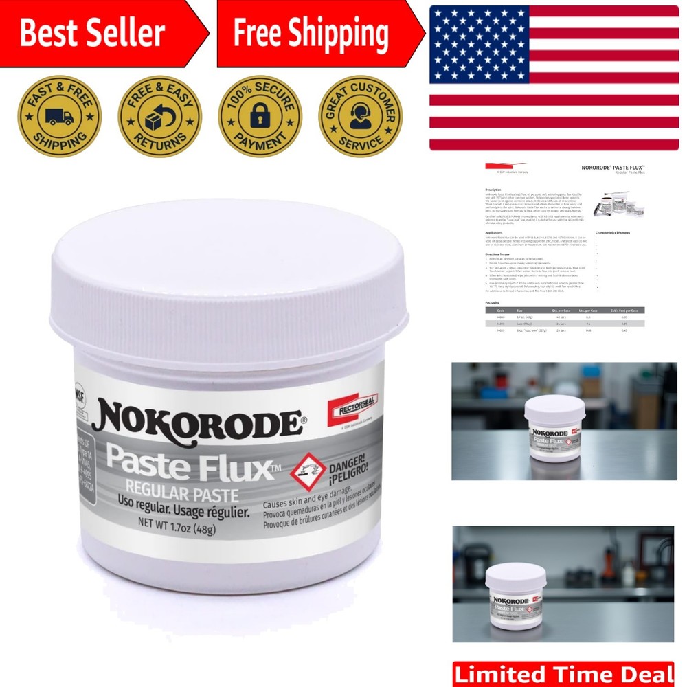 Safe & Effective 1.7 Oz Nokorode Regular Paste Flux for Potable Water Systems