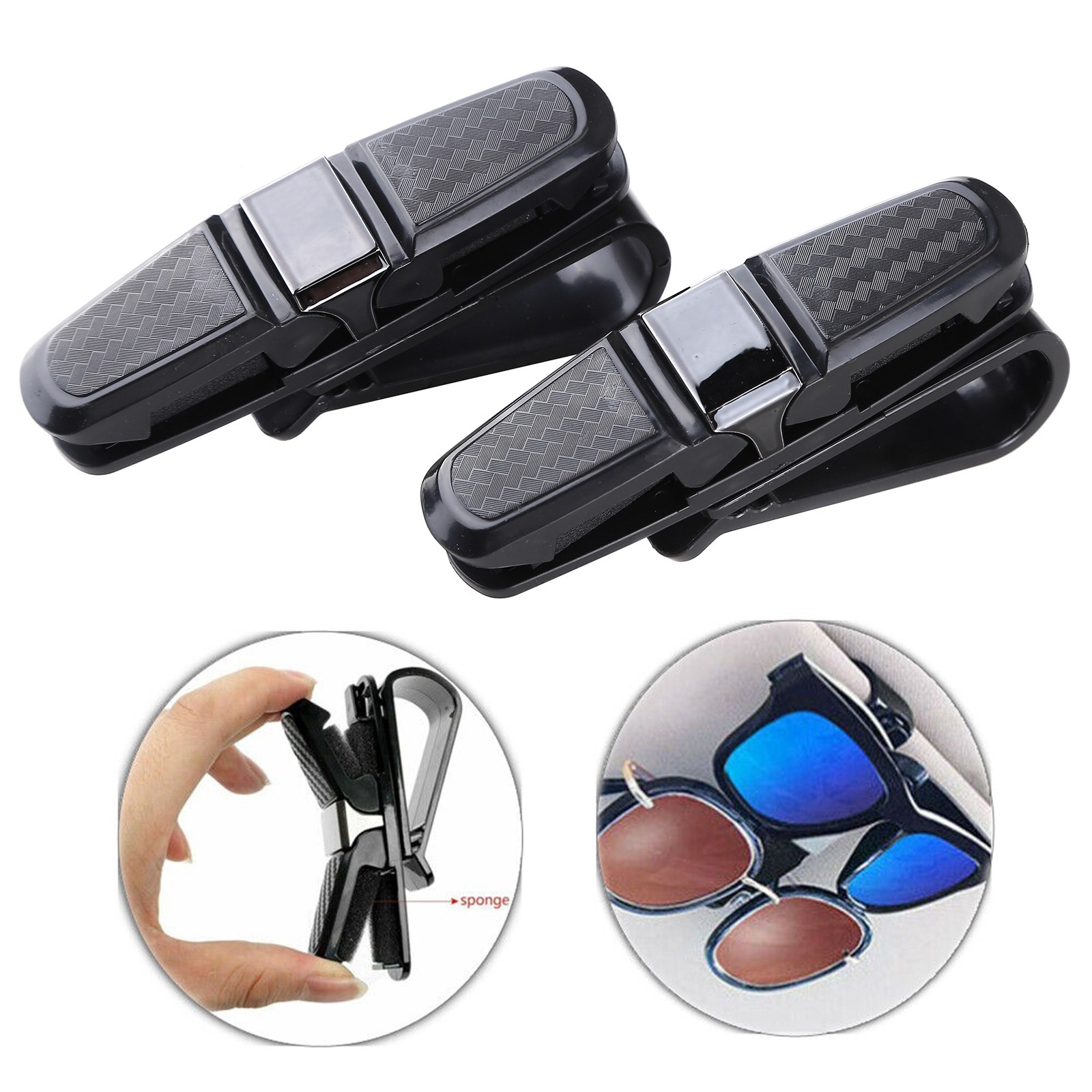 2PCS Glasses Holder for Car Sun Visor Sunglasses Holder Clip Hanger Eyeglasses