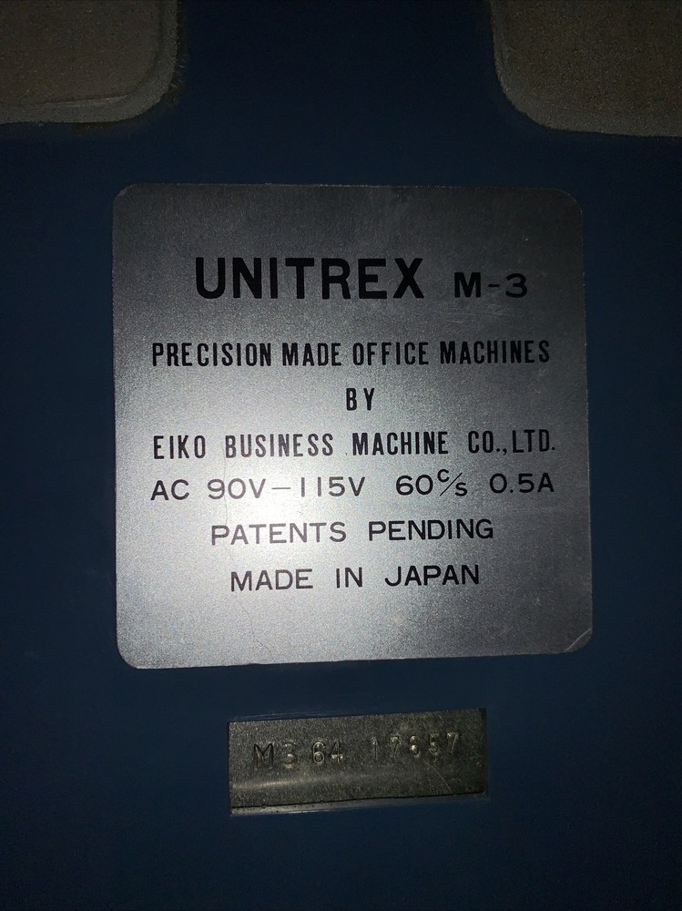 Bohn Unitrex M-3 Adding Machine Japan Tested Working