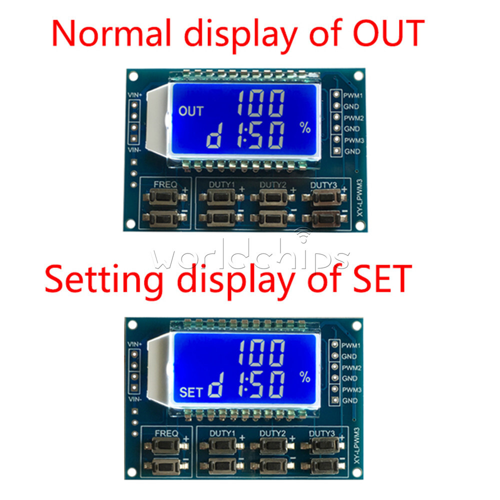 1-10x Signal Generator 3CH PWM Pulse Wave Frequency Duty Cycle Adjustable Module