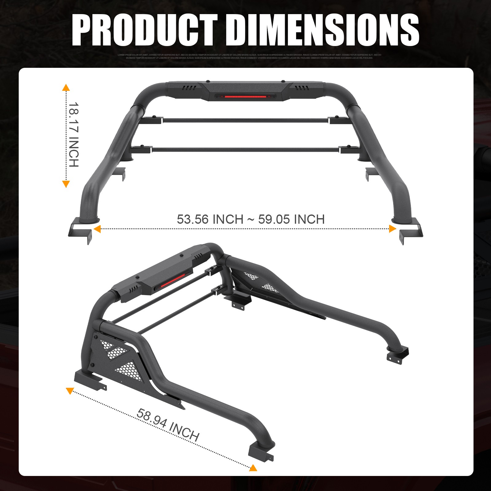 Adjustable Truck Roll Sport Bar Rack Bed Bar Black For Toyota Tacoma 2005-2025