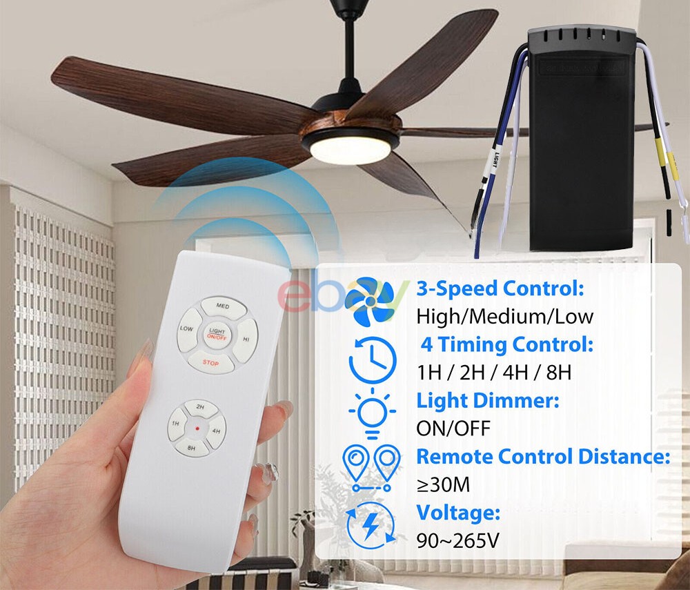 Universal Ceiling Fan Lamp Light 15M Timing Wireless Remote Control Receiver Kit