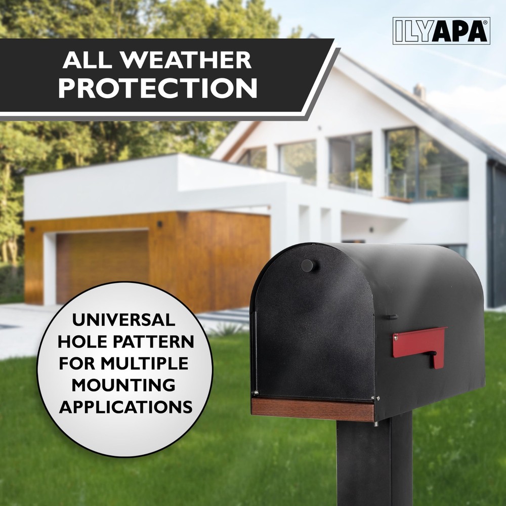 Black Modern Mailbox Post Mount - Mailboxes for Outside - with Black Door and...