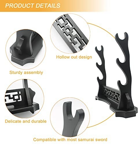 Three-Tier Samurai Sword Stand - Desktop Katana Holder, Gladiator Display Rack,