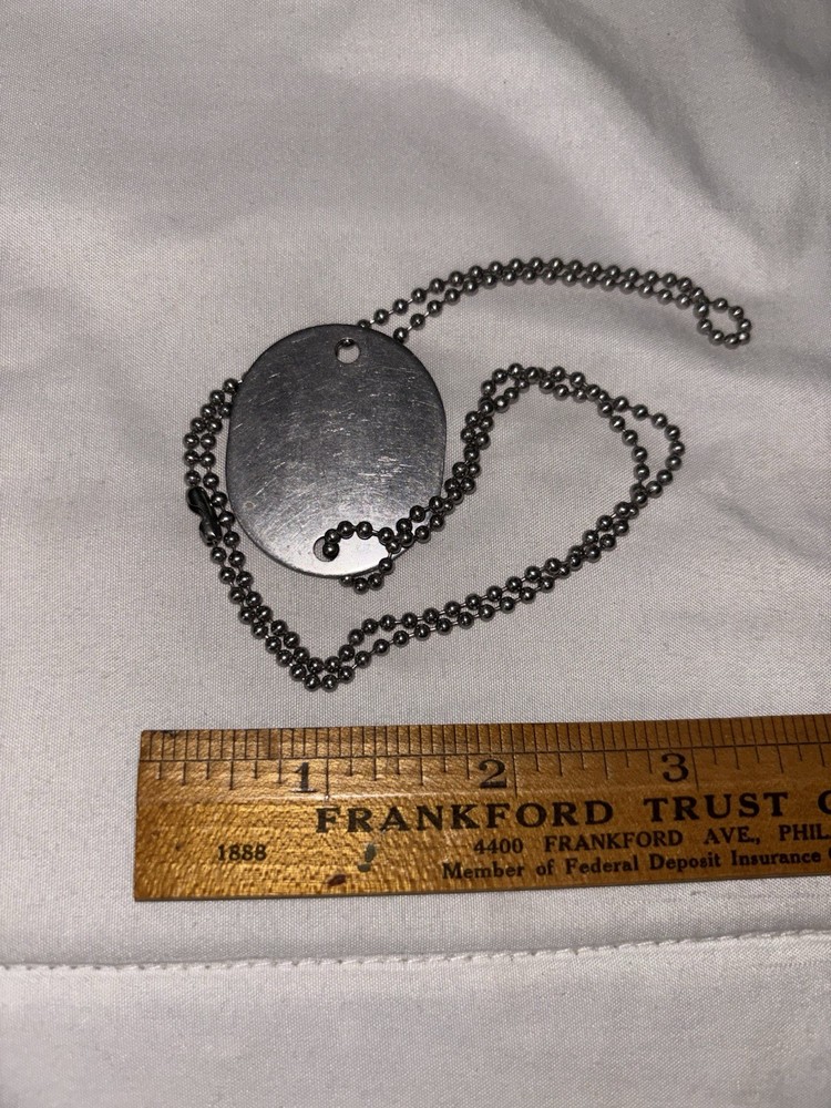 US NAVY RESERVE WW2 ID DOG TAG & NECK CHAIN