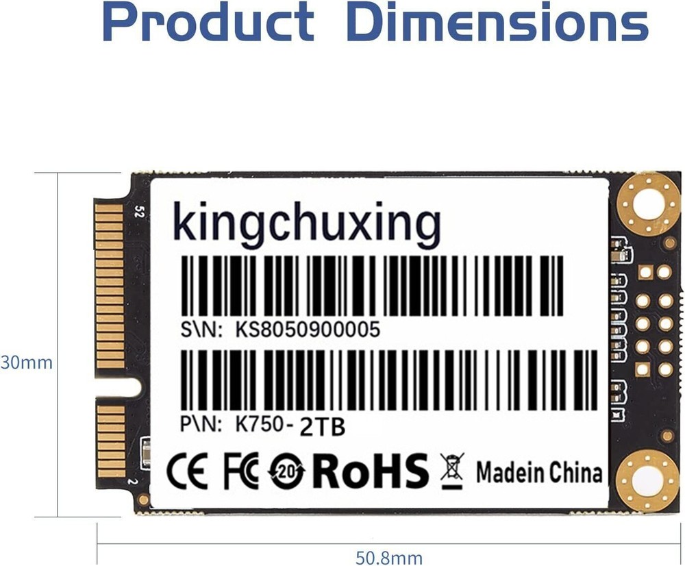 Kingchuxing 2TB mSATA III SSD Internal Solid State Hard Drives Laptop 550MB/s