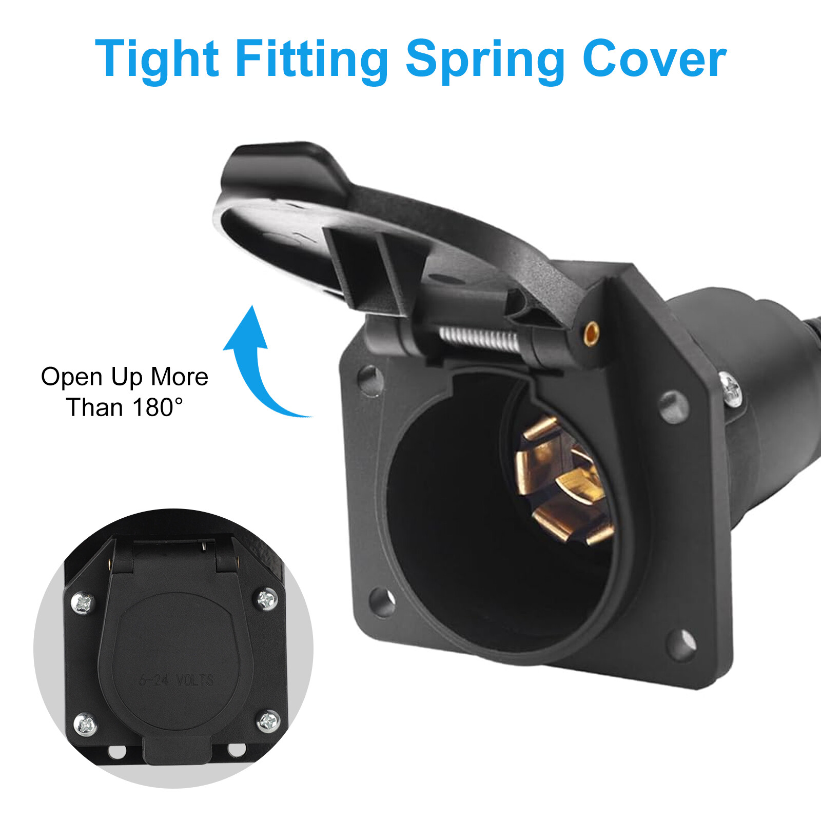 7 Way 7 Pin Trailer Plug RV Socket Wiring Harness Kit w/Bracket Screws for Truck