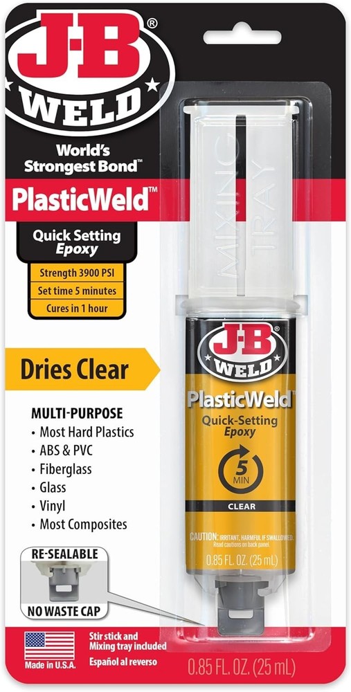 50132 Plasticweld Quick-Setting Epoxy Syringe - Translucent Yellow - 25 Ml