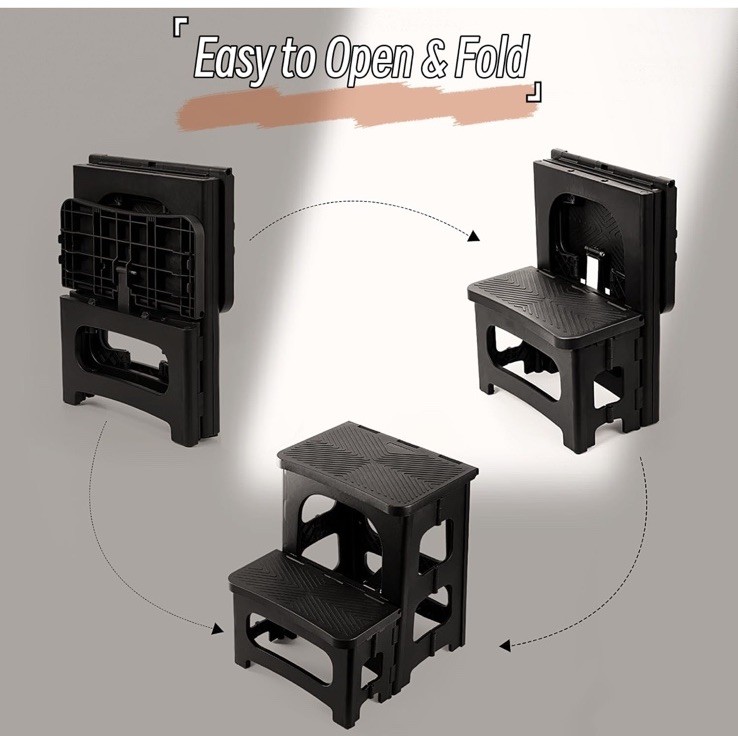 2 Step Stool Foldable, Non-Slip Steps, Folding Step stool for Adults & Kids, ...