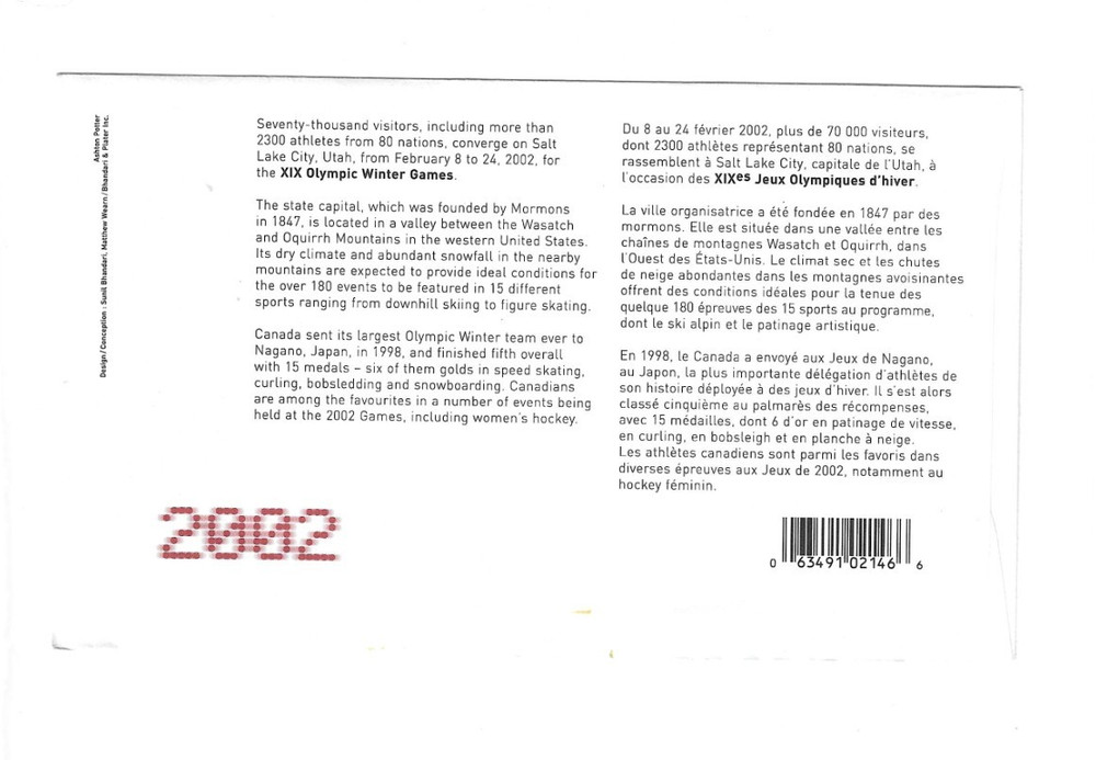 CANADA 2002 FDC XIX Olympics