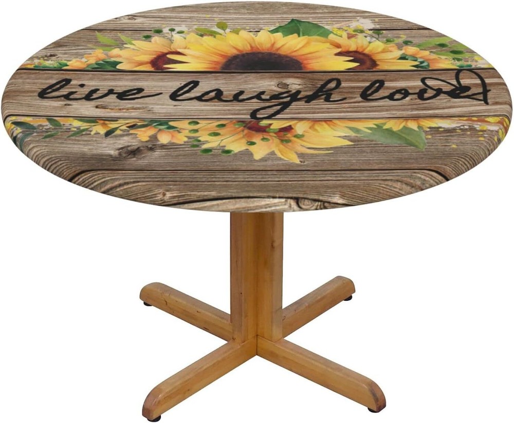 Round Fitted Table Covers Elastic Edge Circle Tablecloth for Dining Party