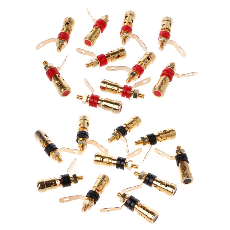 10PCS Brass Speaker Binding Post Spring Loaded Press Subwoofer Basket Terminal