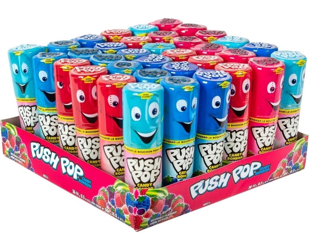 Push Pop Candy Lollipops - 24 Ct Candy Variety Pack Assorted Fruit Flavors
