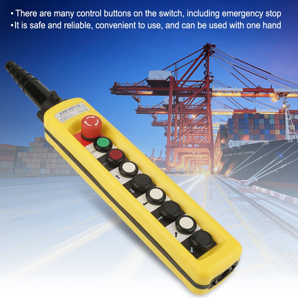 CraneChain Hoist Push Button Switch Lifting Pendant Controller W/Emergency Stop