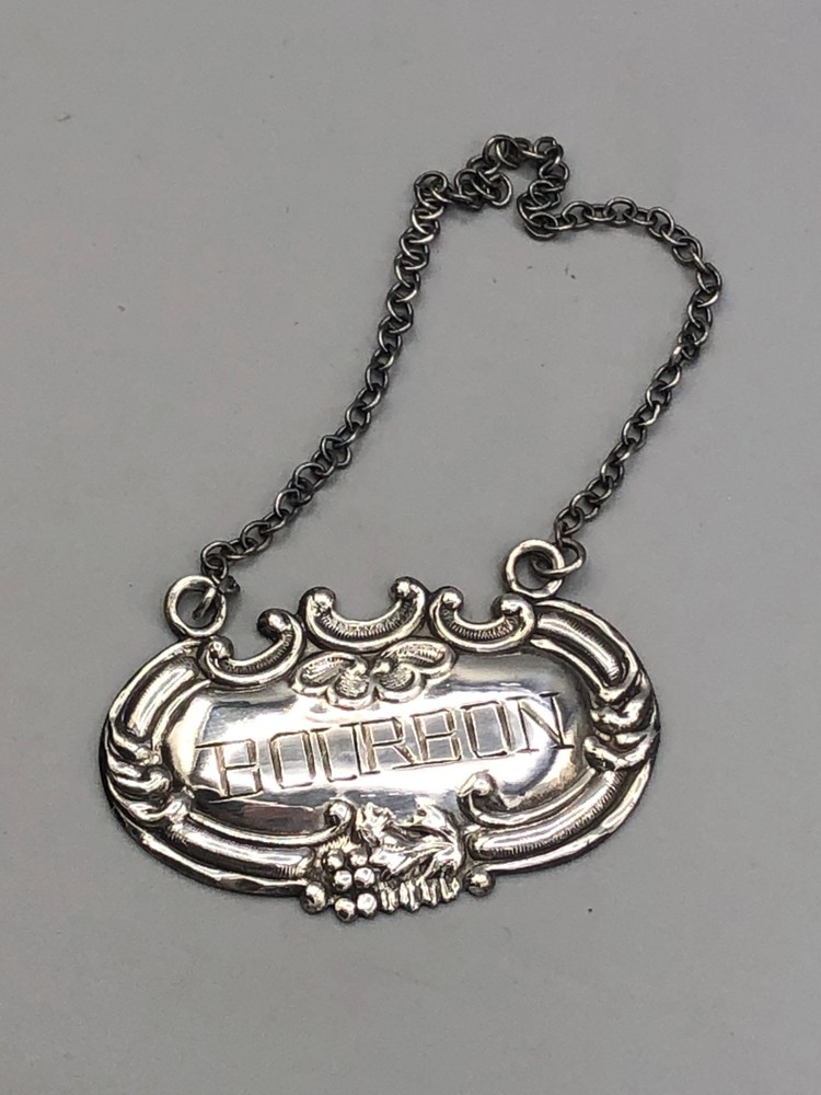 Vintage Sterling Silver Bourbon Label, gently used