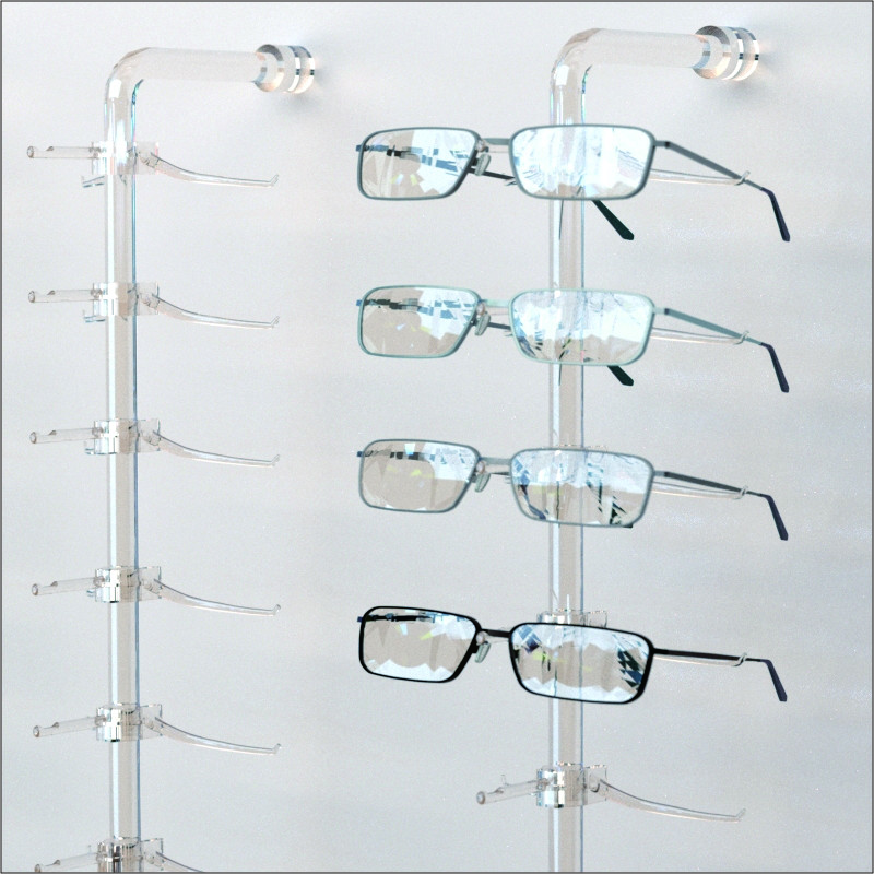 Optical Display - Acrylic Wall Mount Eyewear Display Rod with 14 Regular Y-clips