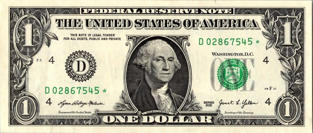 2021 D Star note Fancy Serial Number Regular Run