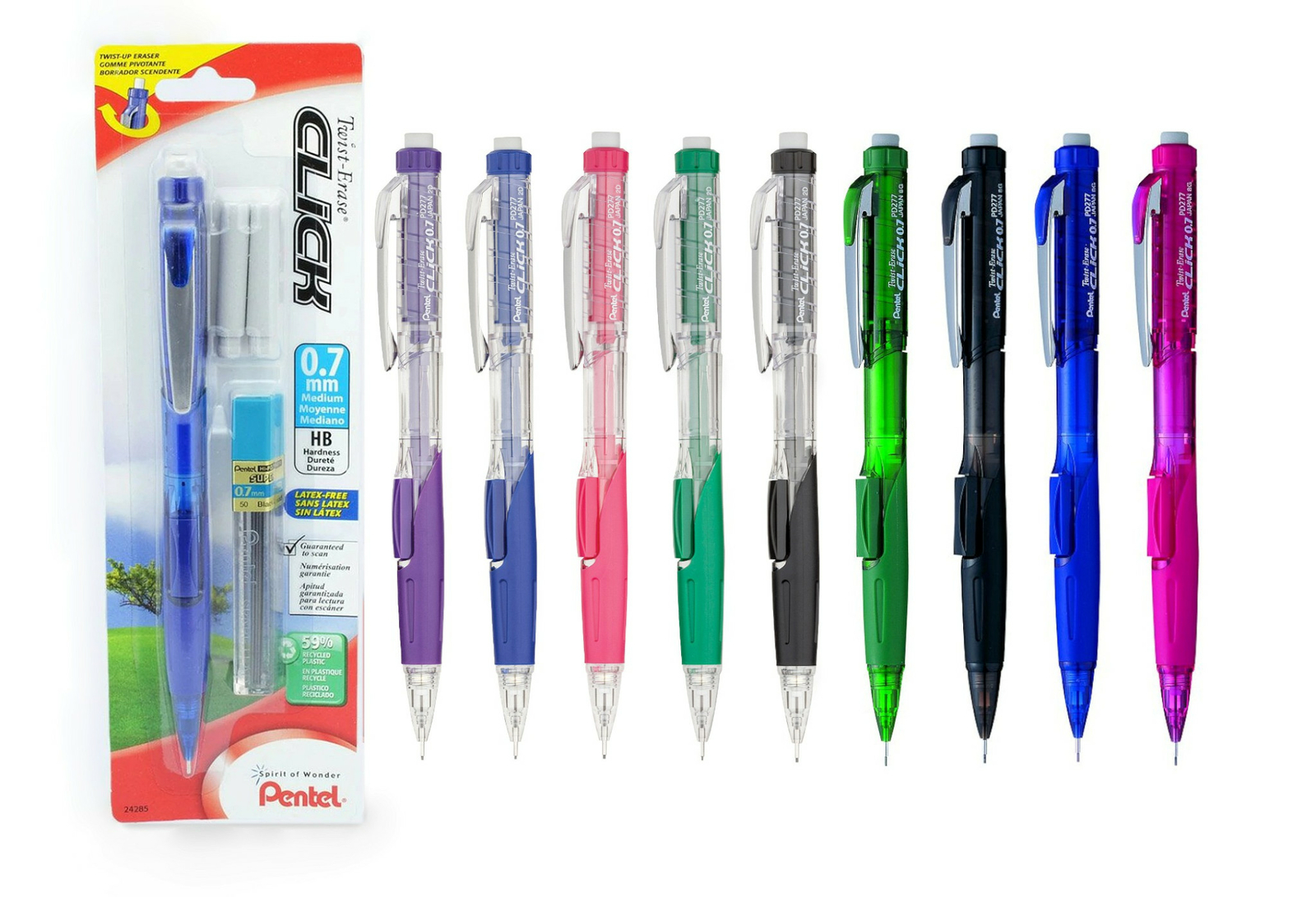 NEW Pentel Twist-Erase Click 0.7mm Pencil + Lead & Erasers – You Pick Color!