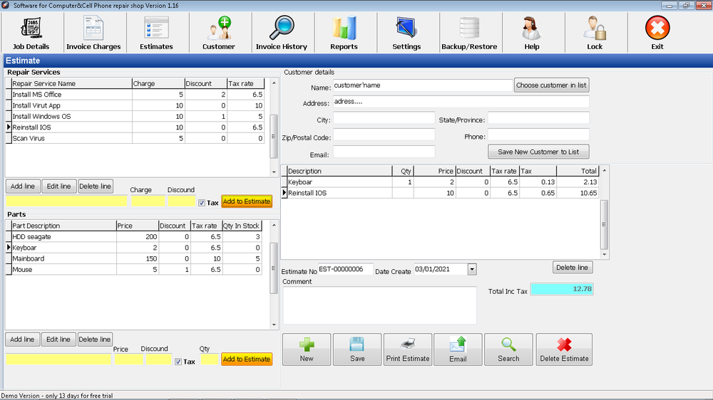 SOFTWARE FOR COMPUTER AND CELL PHONE REPAIR SHOP
