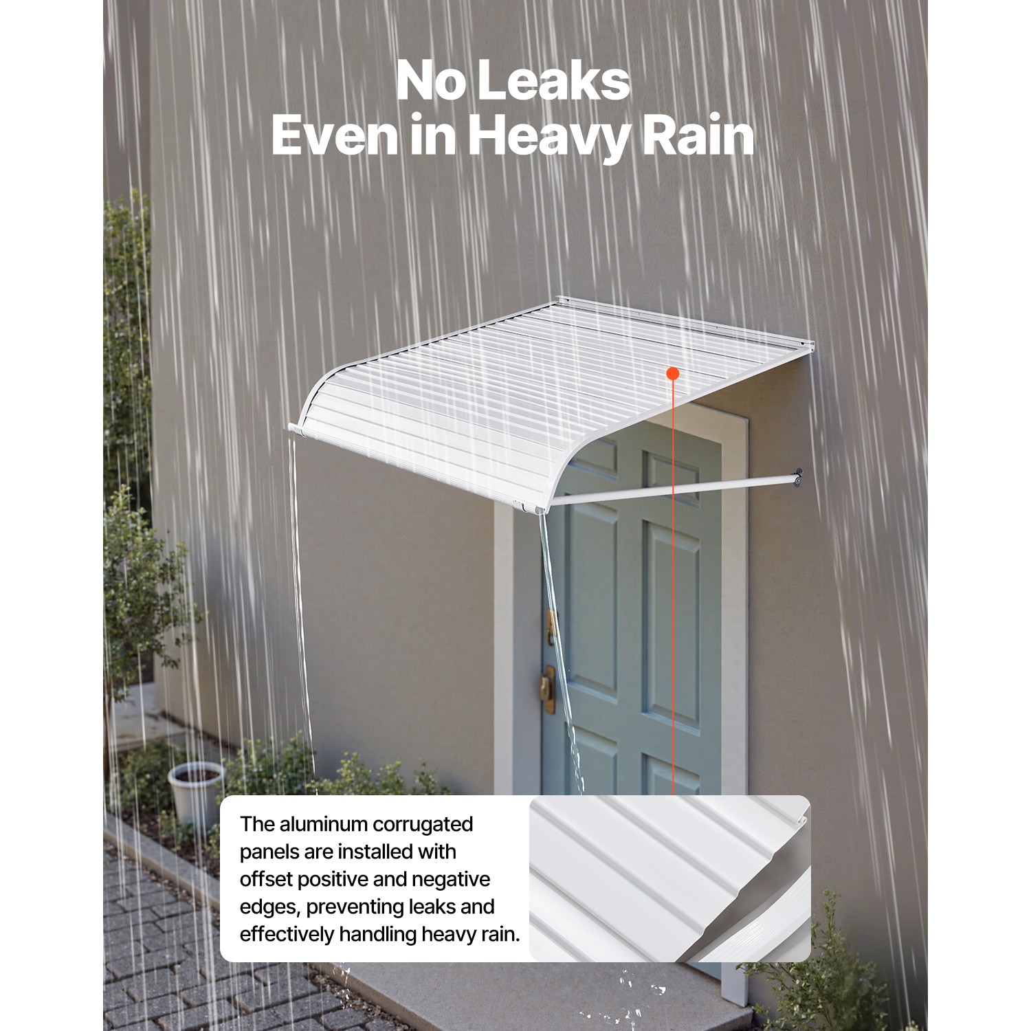 Window Awning Door Canopy 40x42 in Aluminum Alloy Front Door Awnings Anti-Rust