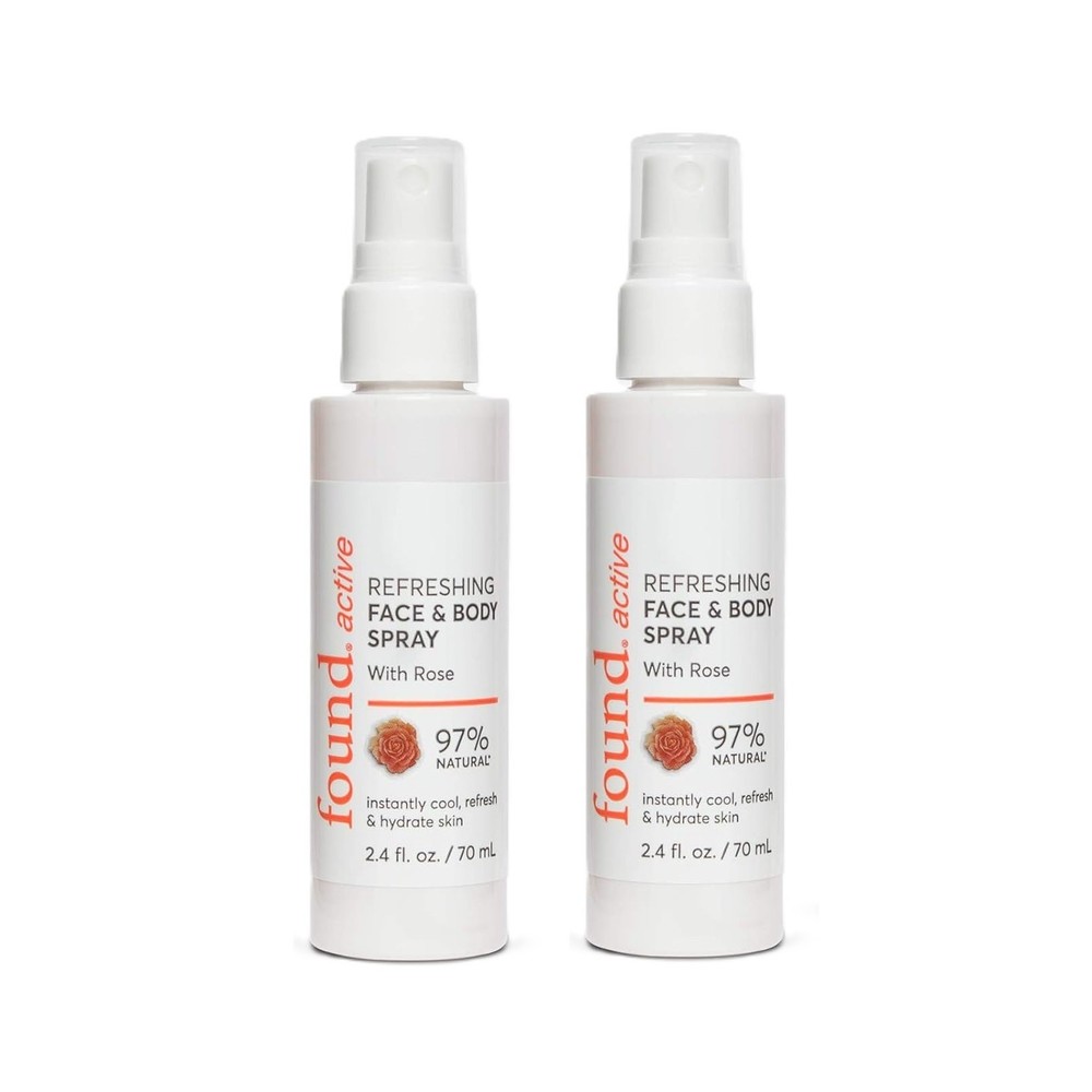 2 Pack Found Active Refreshing Multitasking Face & Body Spray with Rose