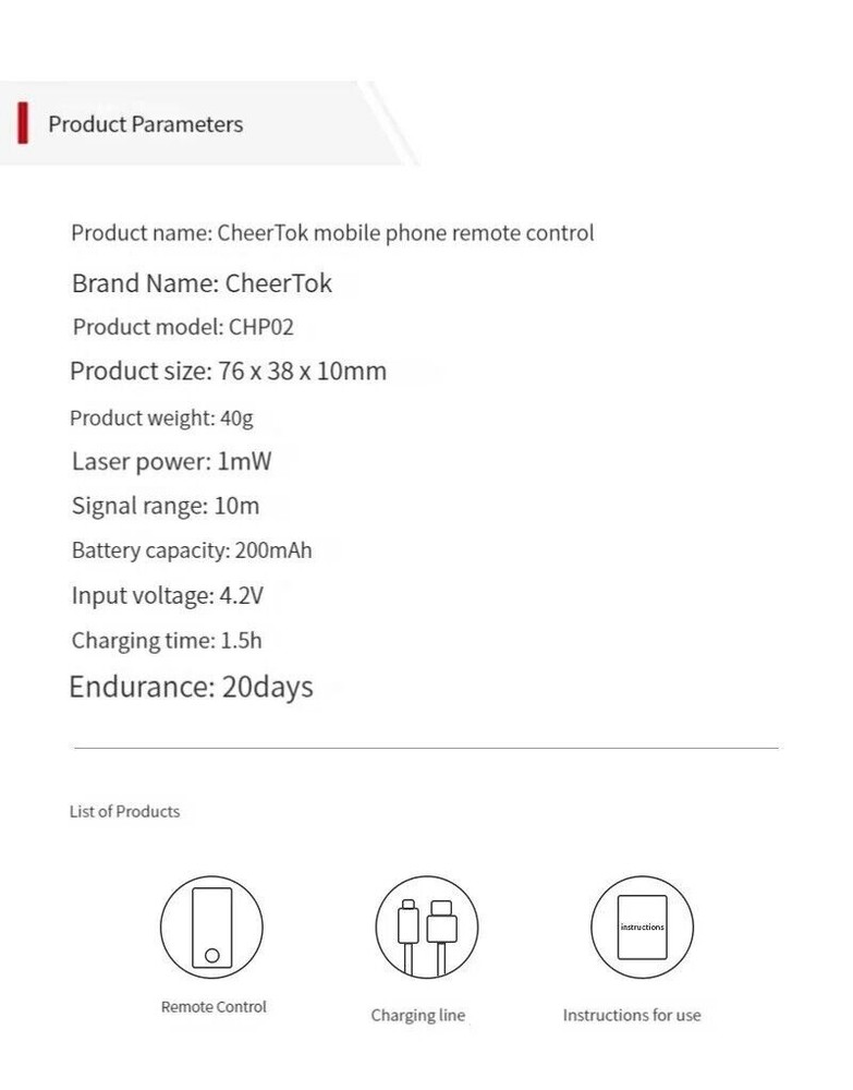 Cheerdots Wireless Air Mouse Presenter Trackpad Laser Pointer Clicker Bluetooth