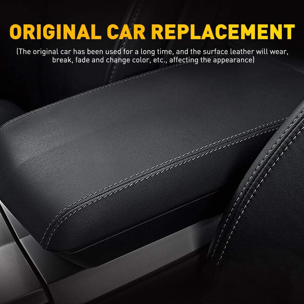 Black Center Console Lid Armrest Leather Cover Trim For Cadillac CTS 2008-2014