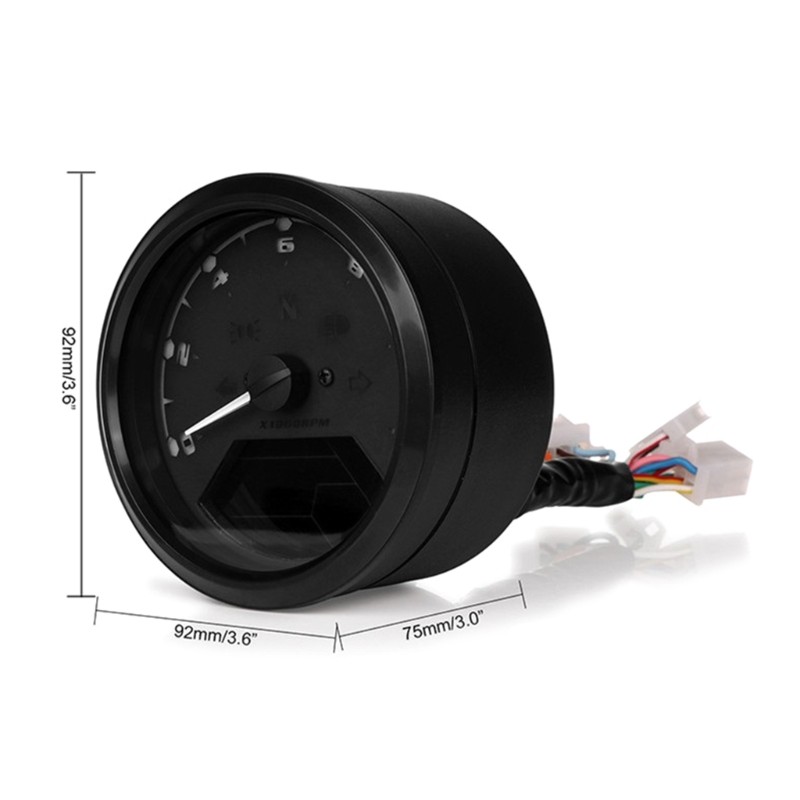 LCD Digital Motorcycle Speedometer Tachometer GaugeOdometer Gear Fuel-Indicator