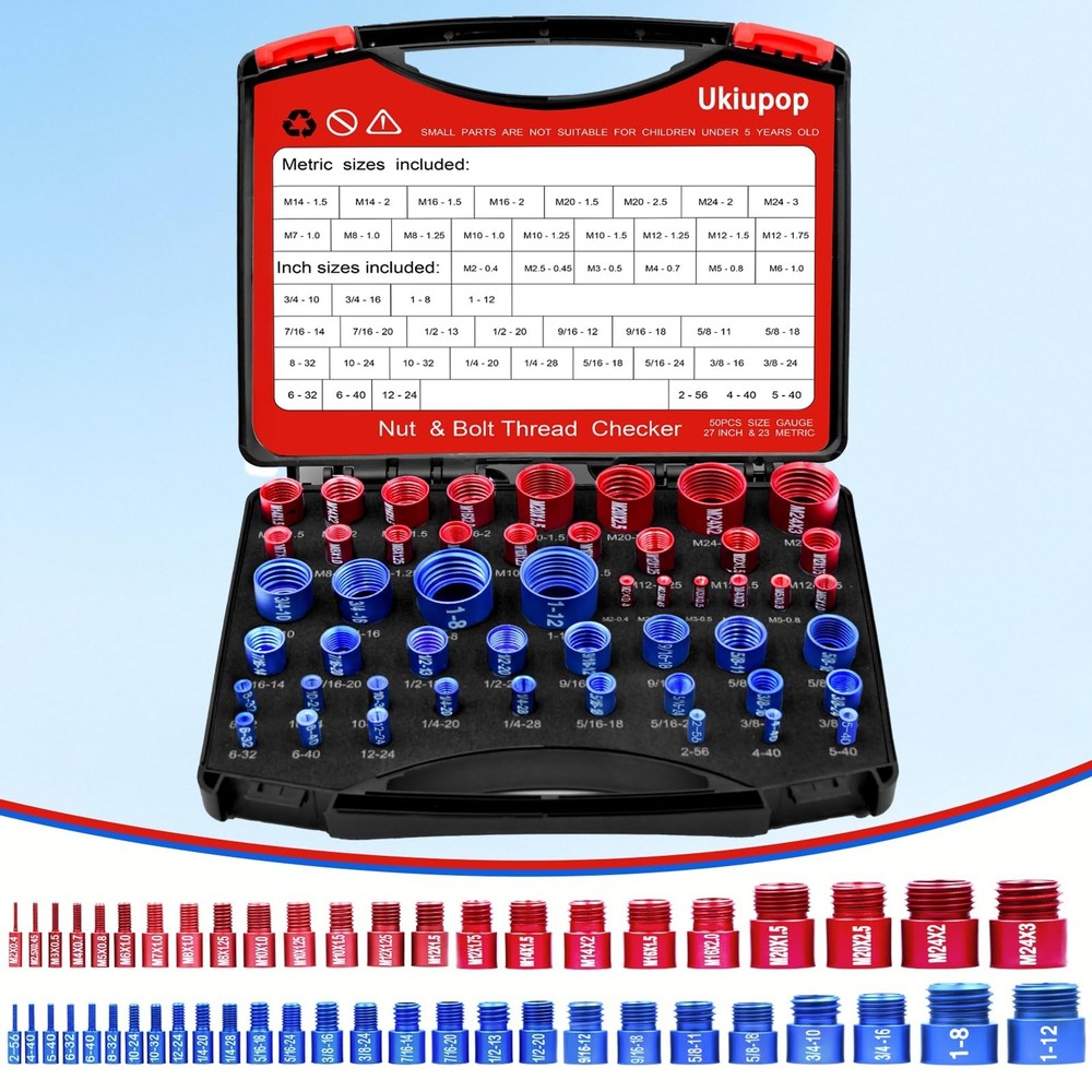 50PCS Thread Checker Kit – SAE & Metric Bolt Thread Checker, Nut & Bolt Si
