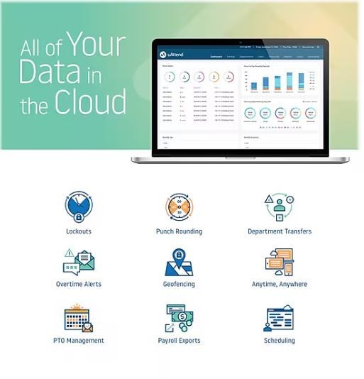 uAttend Touch-Free Facial Recognition Time Clock, DR2000